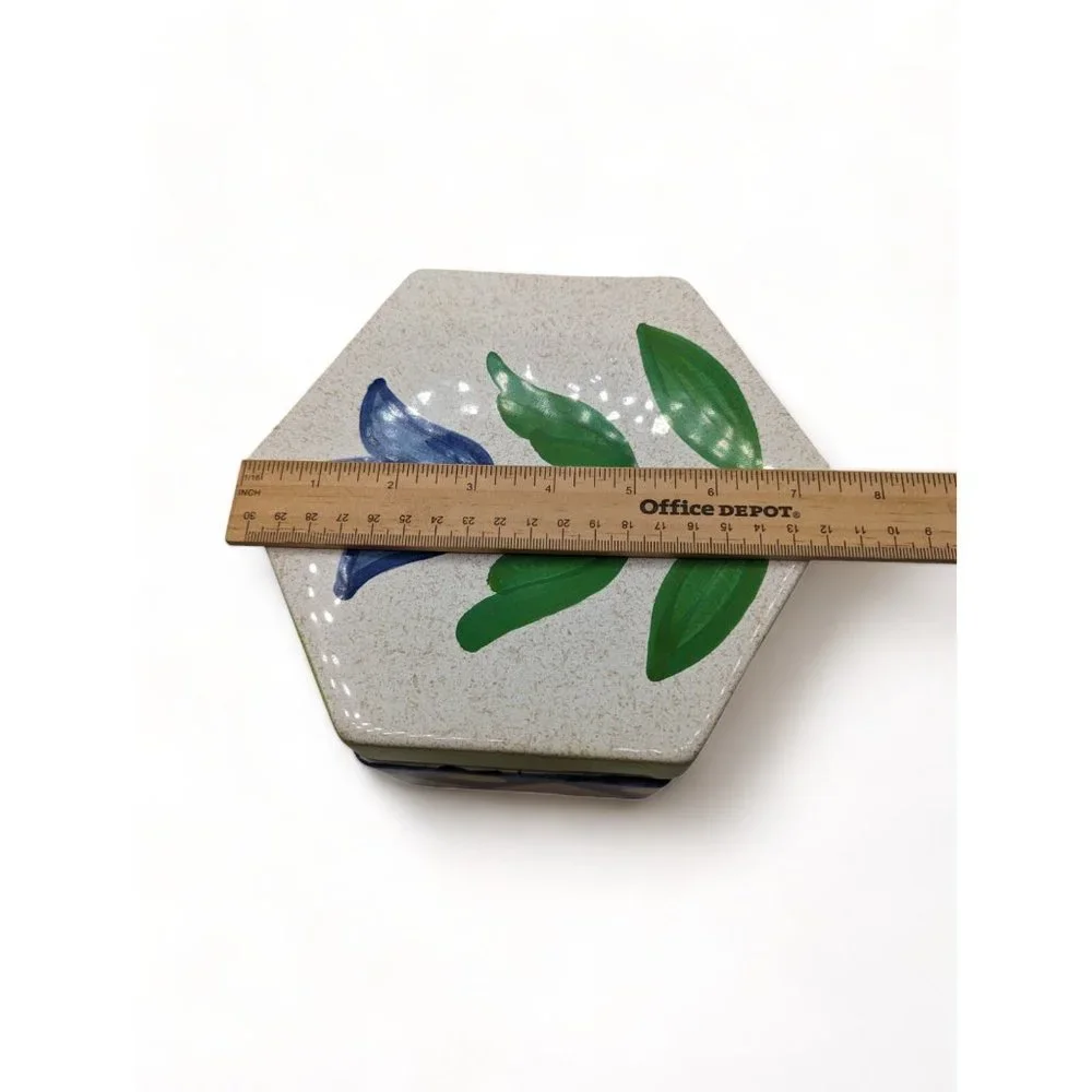 Vintage Mikasa Handcrafted Blue Tulip Ceramic Box Italy Country Gallery